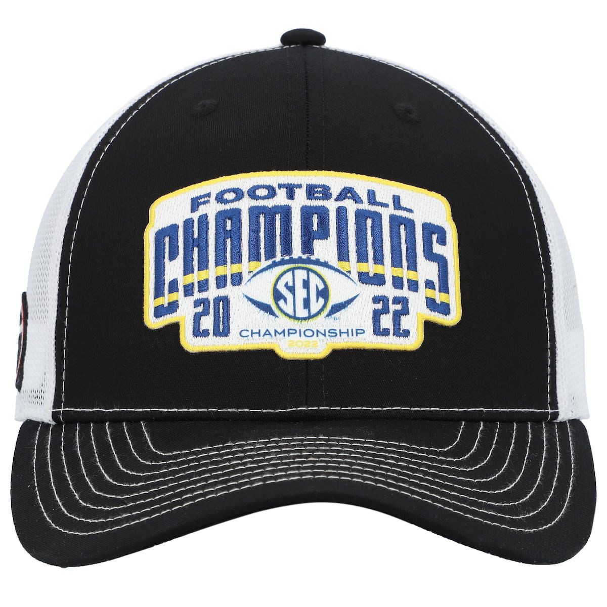 NCAA Black/White Georgia Bulldogs 2022 SEC Conference s Locker Room Adjustable Trucker Hat
