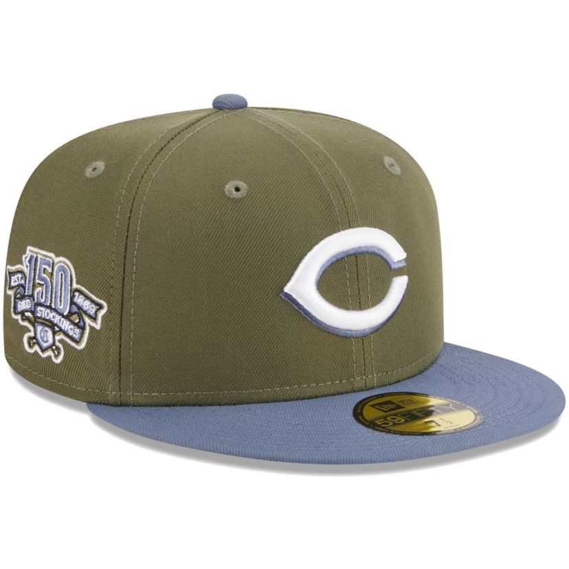 MLB Olive/Blue Cincinnati Reds 59FIFTY Fitted Hat