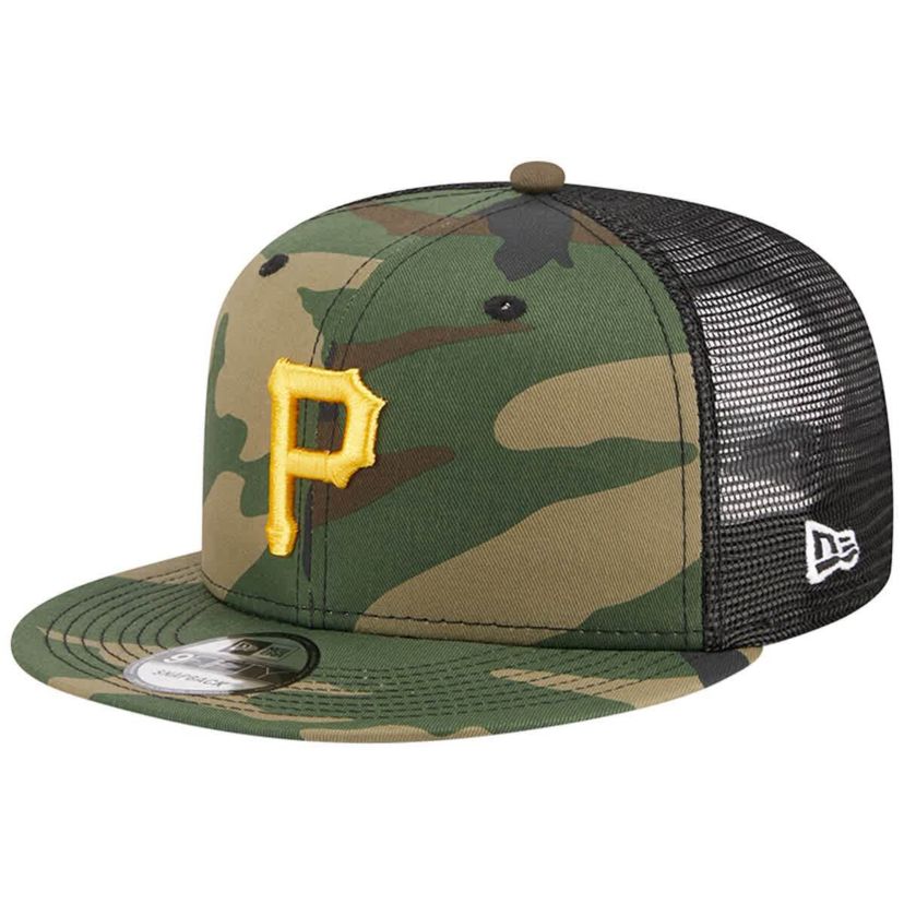 MLB Pittsburgh Pirates Woodland Trucker 9FIFTY Snapback Hat