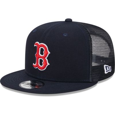 New Era Men's Boston Red Sox MLB Boston Sox Team Color Trucker 9FIFTY Snapback Hat, Navy Blue