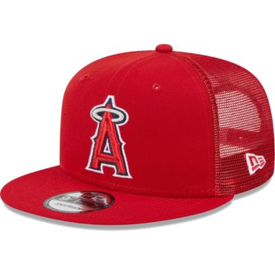 New Era Men's MLB Los Angeles Angels Team Color Trucker 9FIFTY Snapback Hat, Red