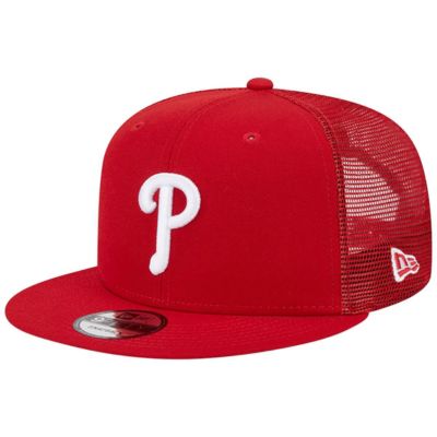 New Era Men's MLB Philadelphia Phillies Team Color Trucker 9FIFTY Snapback Hat, Red