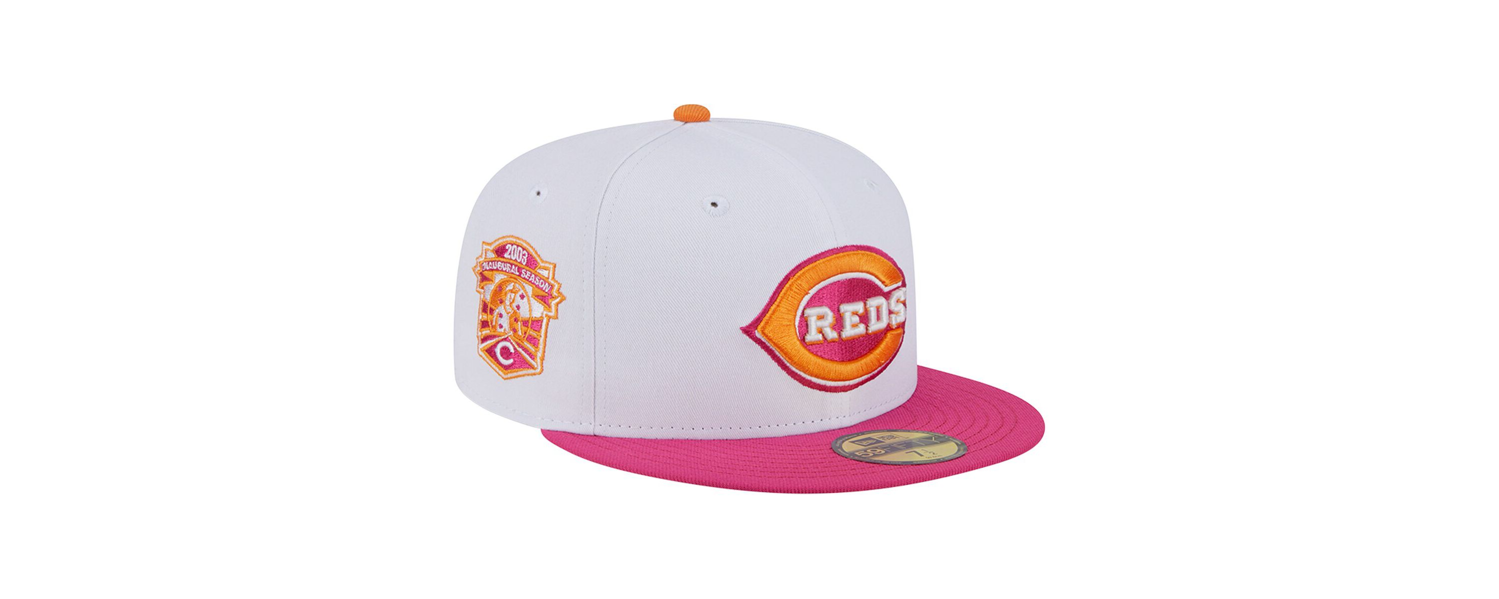 MLB White/Pink Cincinnati Reds 2003 Inaugural Season 59FIFTY Fitted Hat