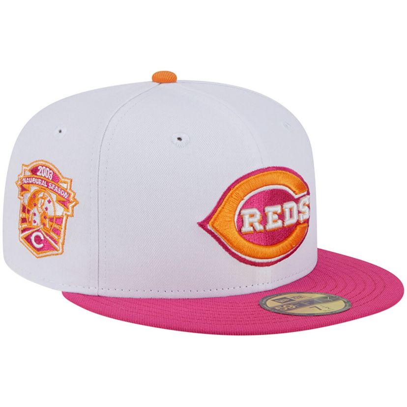 MLB White/Pink Cincinnati Reds 2003 Inaugural Season 59FIFTY Fitted Hat