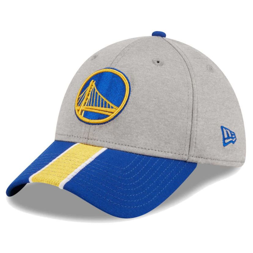 NBA Gray/Royal Golden State Warriors Striped 39THIRTY Flex Hat