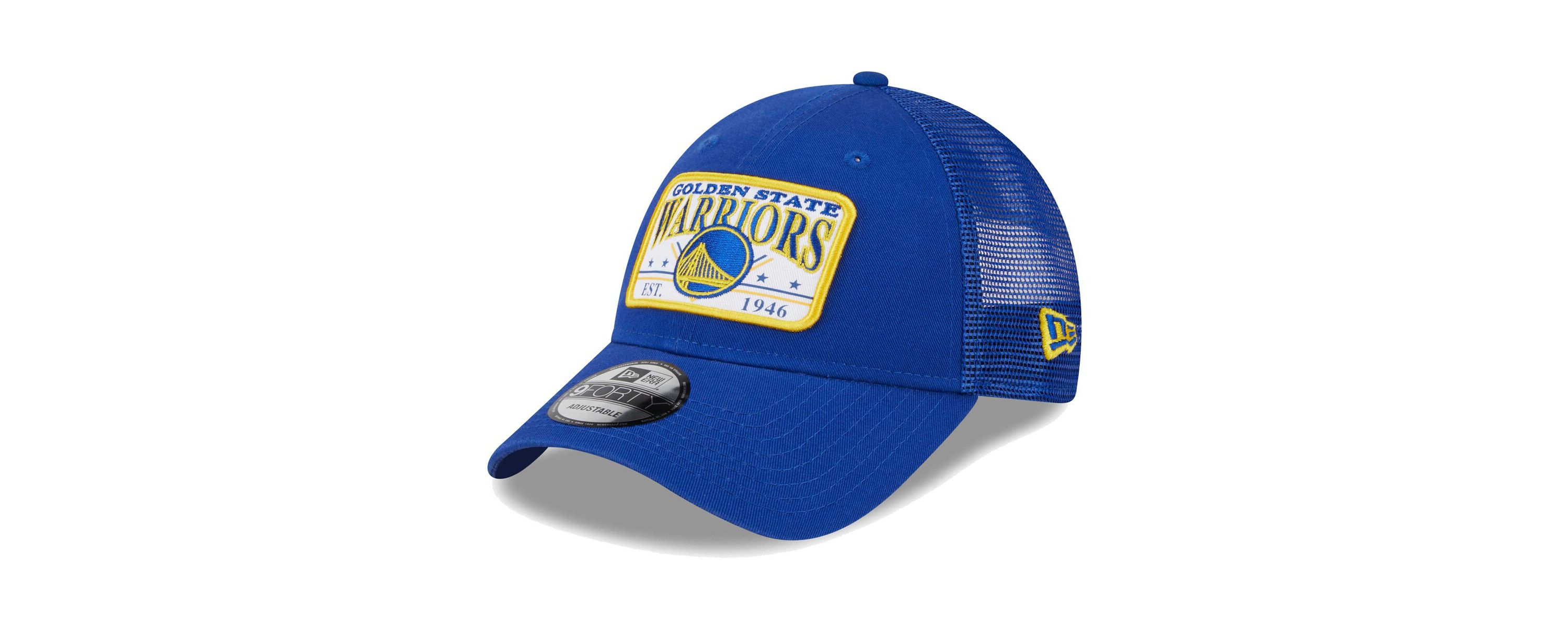 NBA Golden State Warriors Plate Oversized Patch Trucker 9FORTY Adjustable Hat