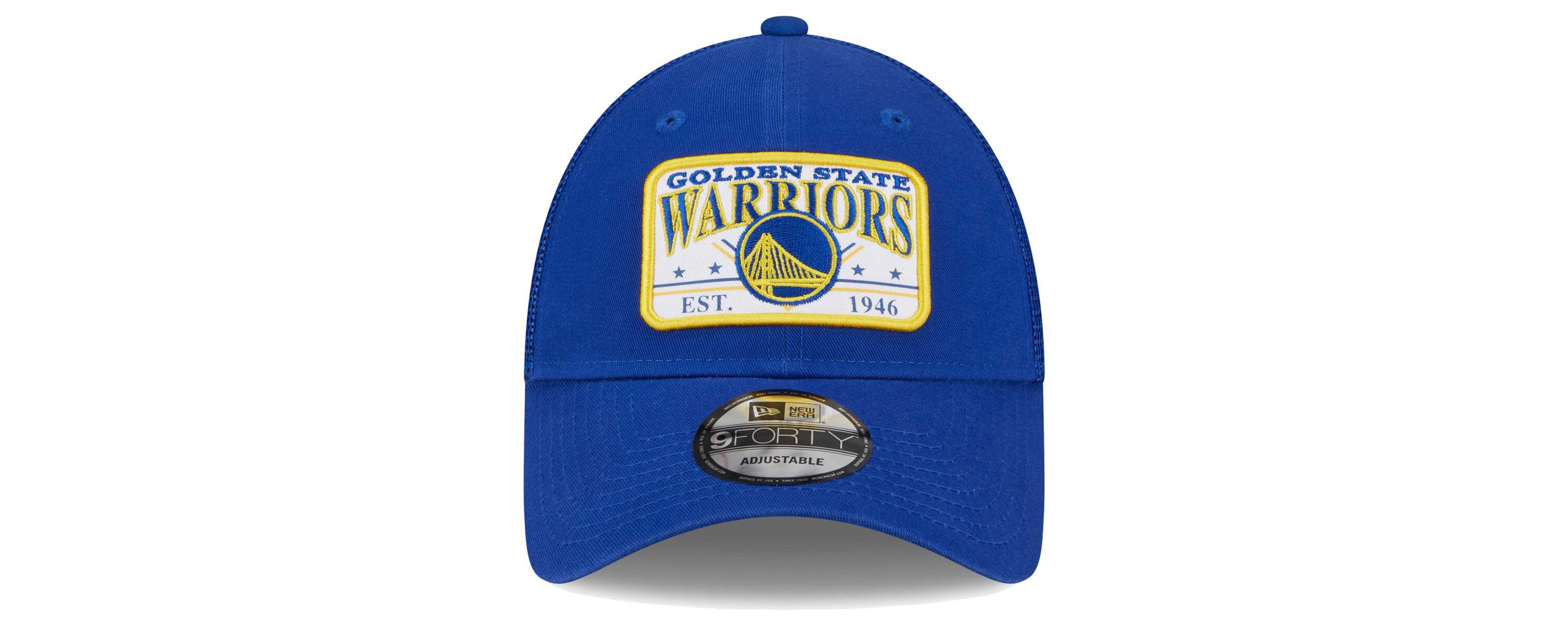 NBA Golden State Warriors Plate Oversized Patch Trucker 9FORTY Adjustable Hat