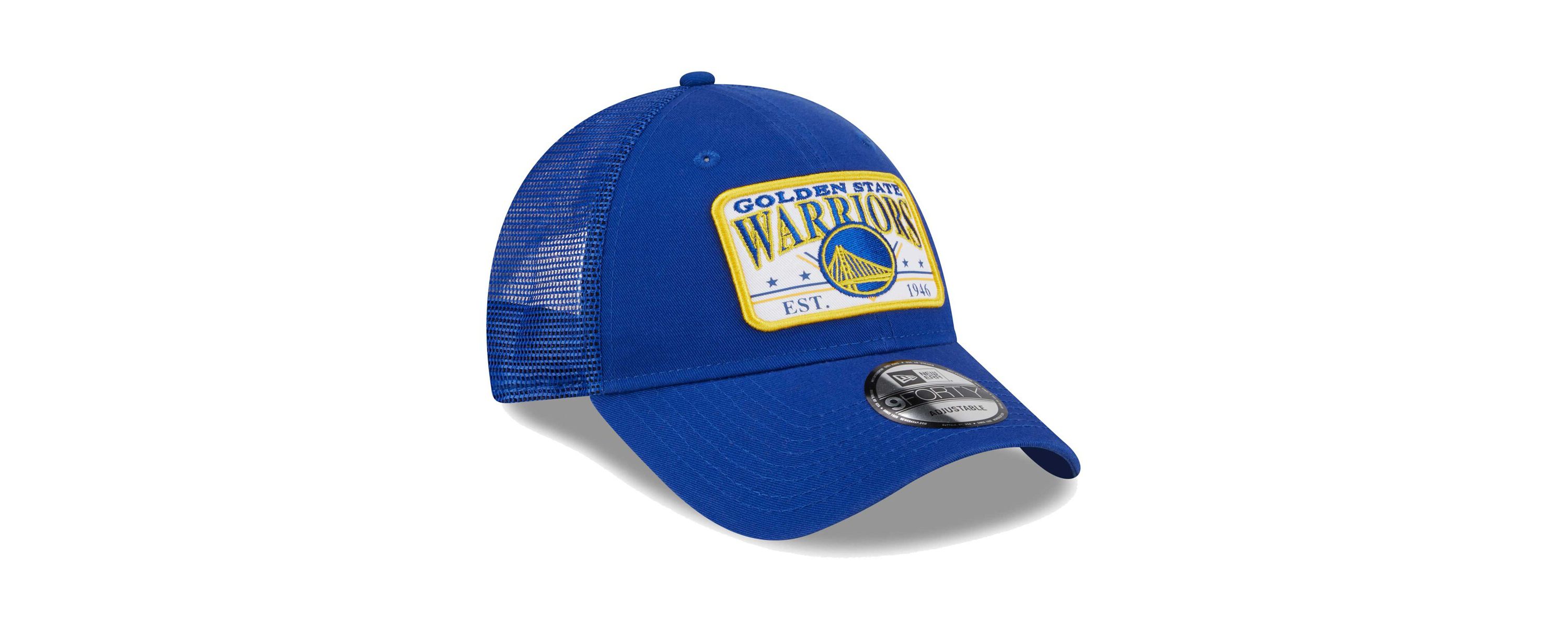 NBA Golden State Warriors Plate Oversized Patch Trucker 9FORTY Adjustable Hat