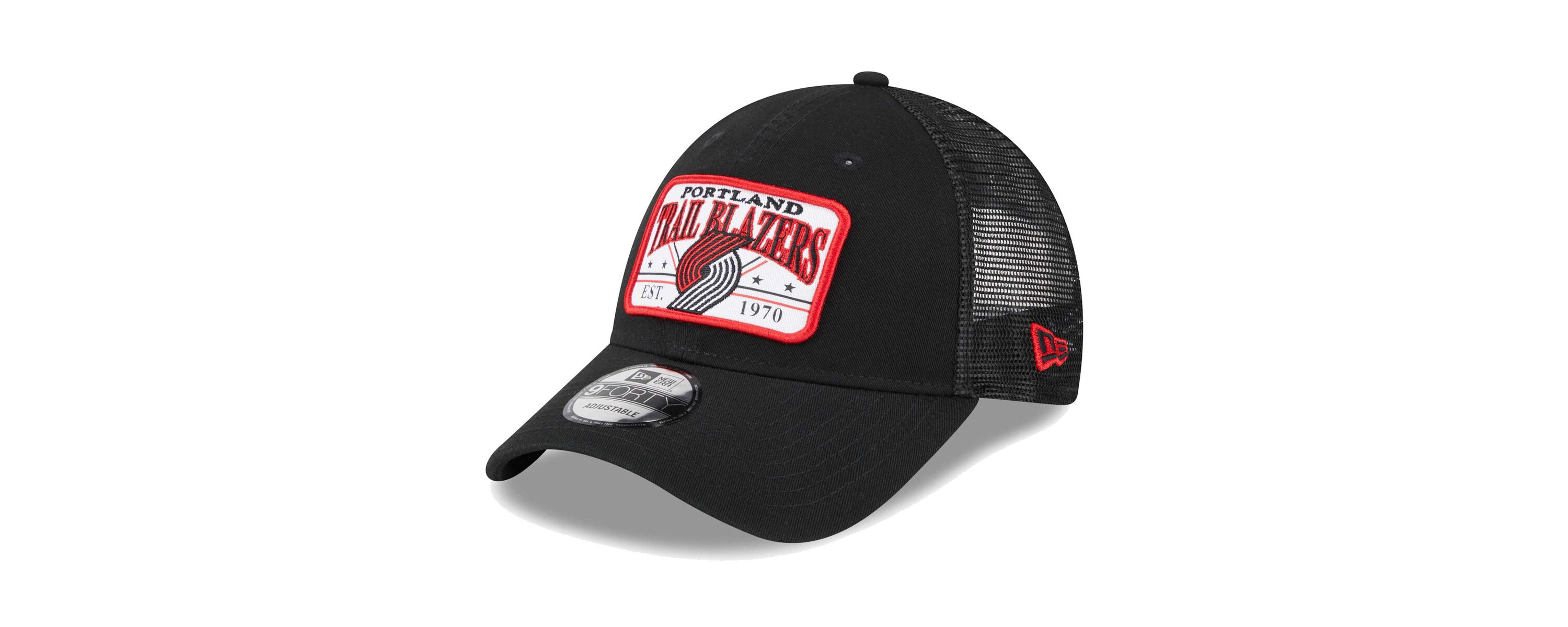 NBA Portland Trail Blazers Plate Oversized Patch Trucker 9FORTY Adjustable Hat