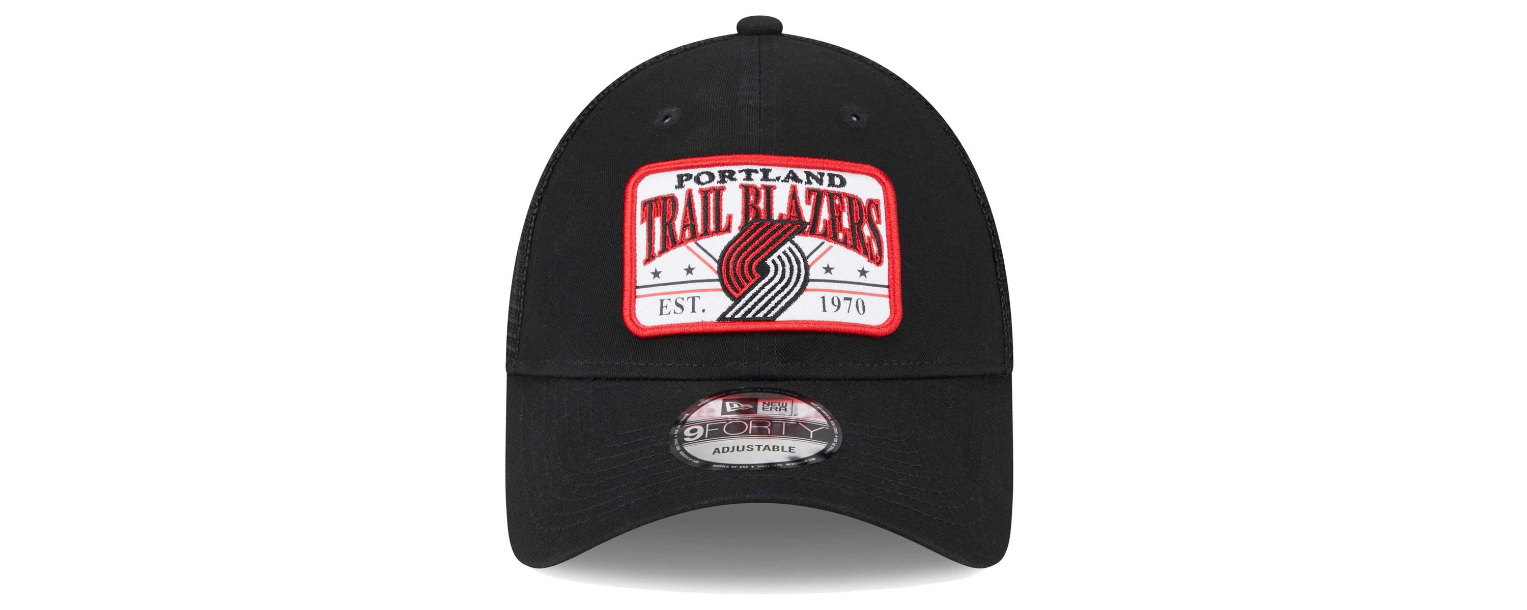 NBA Portland Trail Blazers Plate Oversized Patch Trucker 9FORTY Adjustable Hat