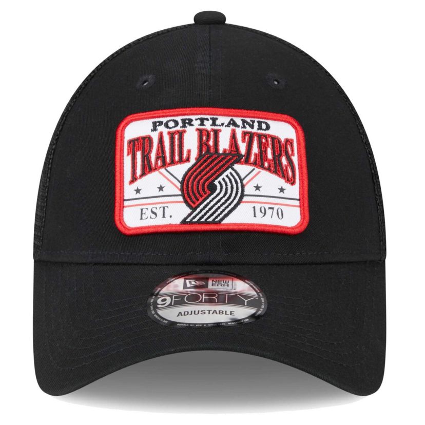 NBA Portland Trail Blazers Plate Oversized Patch Trucker 9FORTY Adjustable Hat