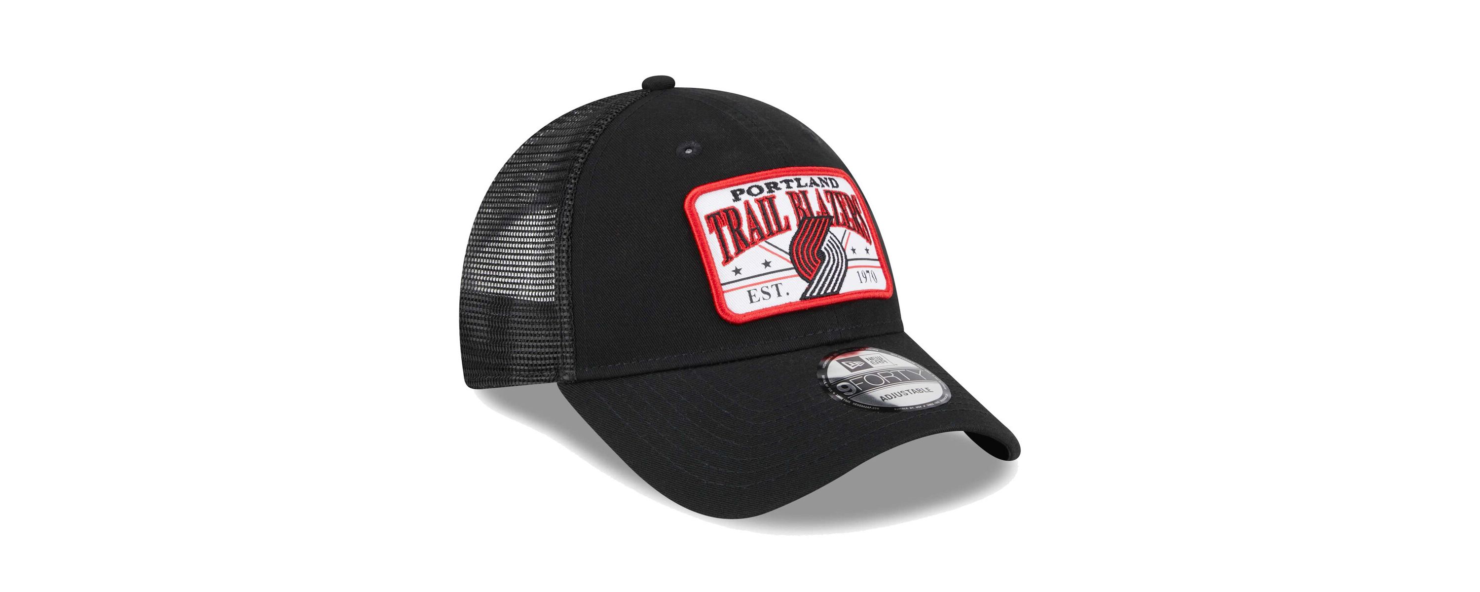 NBA Portland Trail Blazers Plate Oversized Patch Trucker 9FORTY Adjustable Hat