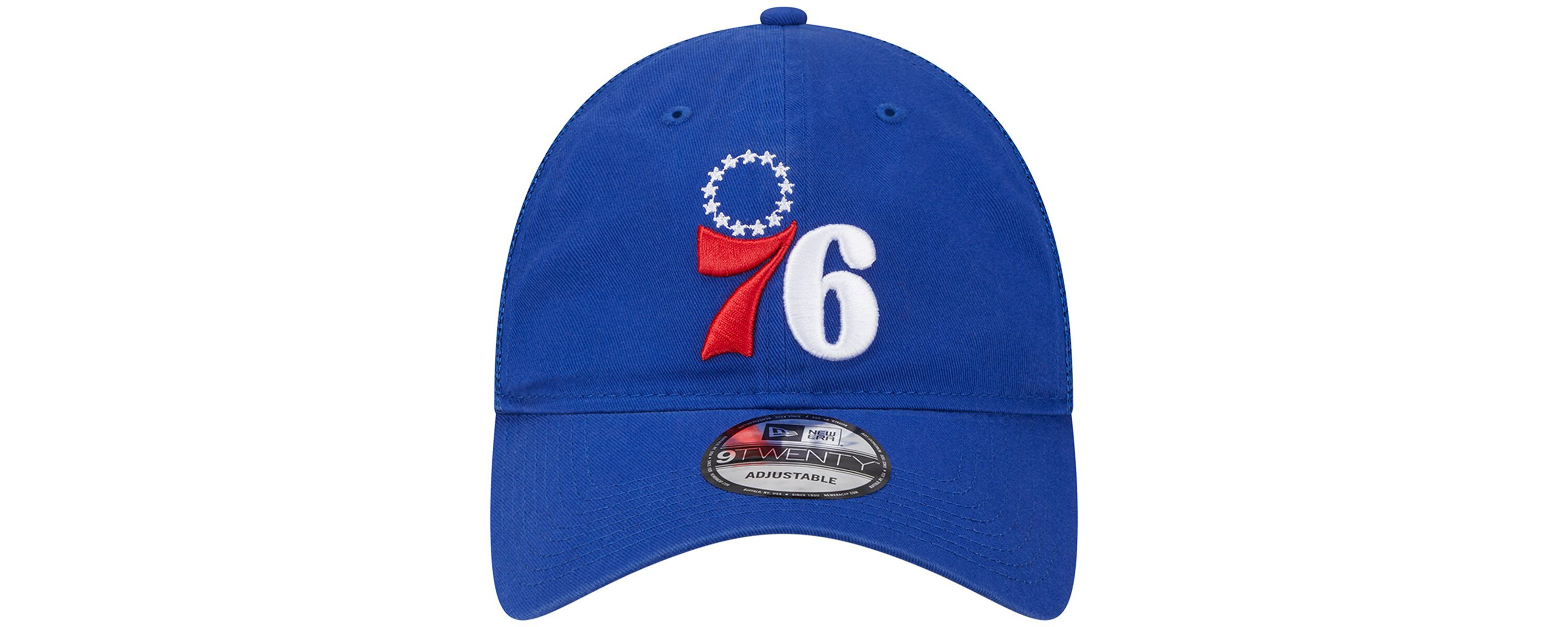 NBA Philadelphia 76ers Distinct Side Patch Trucker 9TWENTY Adjustable Hat