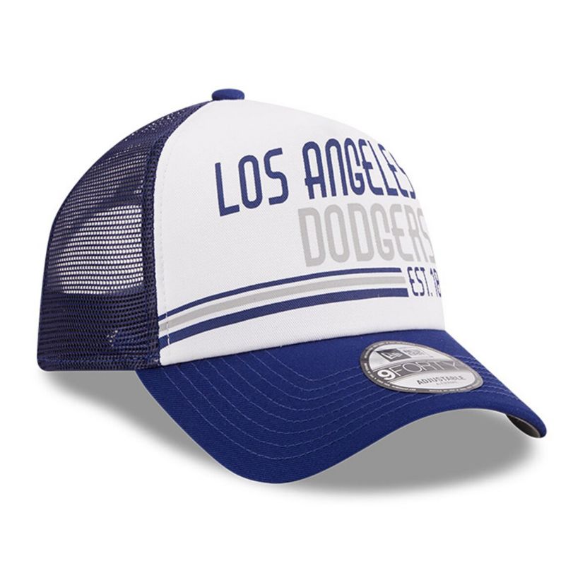 MLB White/Royal Los Angeles Dodgers Stacked A-Frame Trucker 9FORTY Adjustable Hat