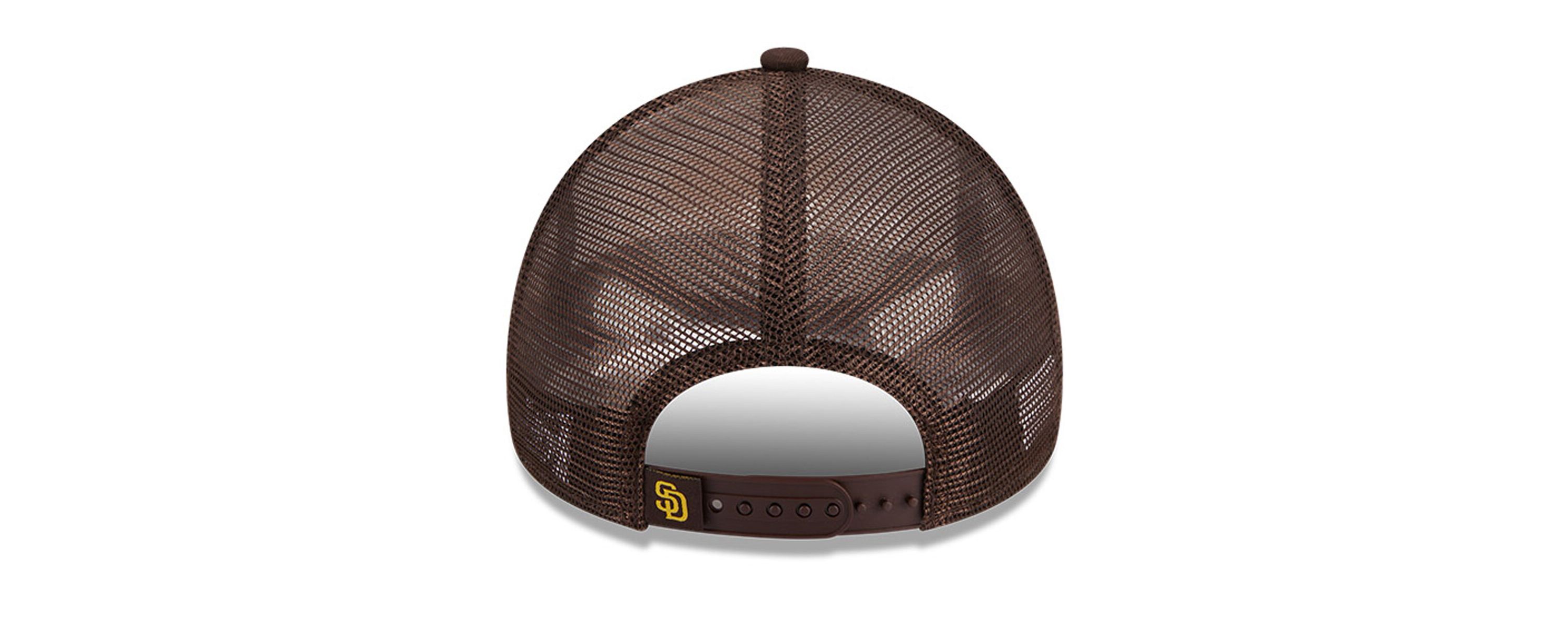 MLB White/Brown San Diego Padres Stacked A-Frame Trucker 9FORTY Adjustable Hat