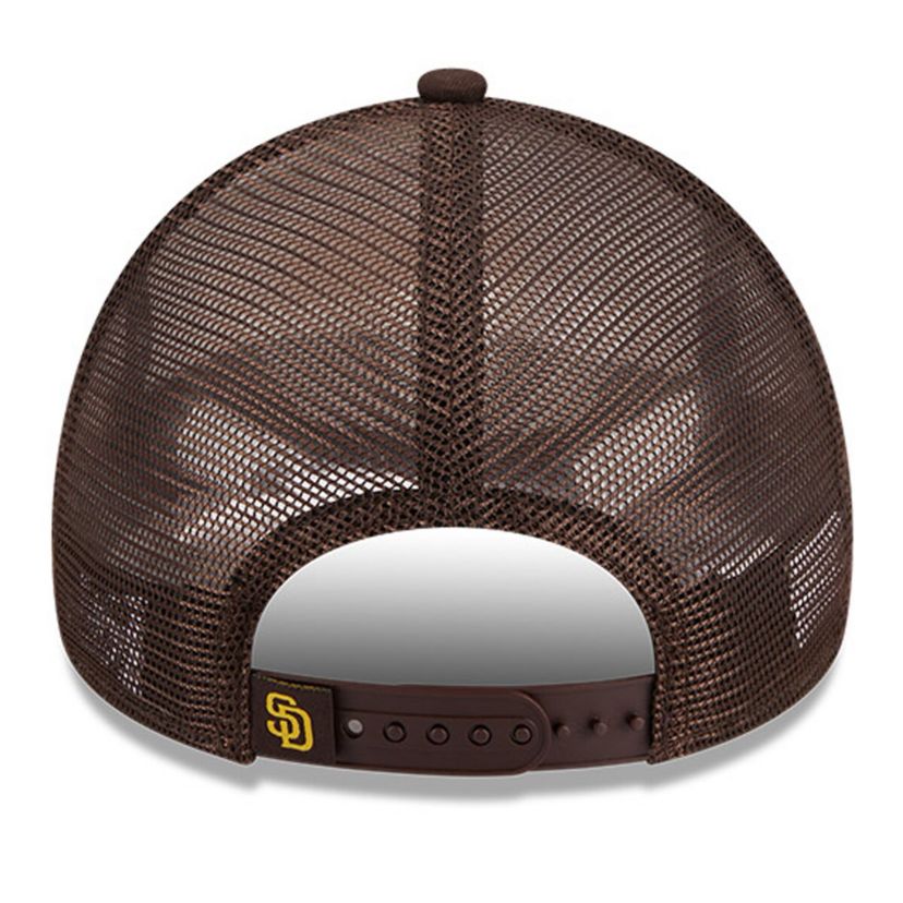 MLB White/Brown San Diego Padres Stacked A-Frame Trucker 9FORTY Adjustable Hat