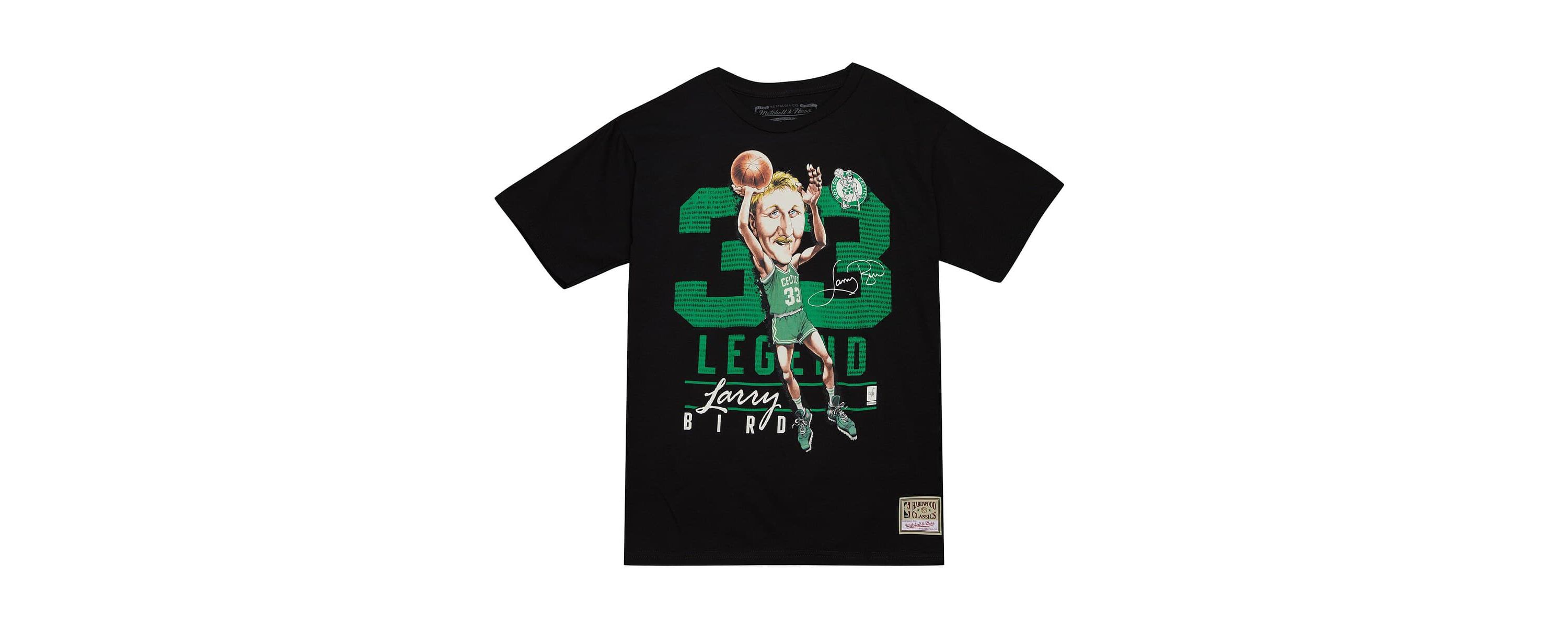 NBA Larry Bird Boston Celtics Hardwood Classics Caricature T-Shirt