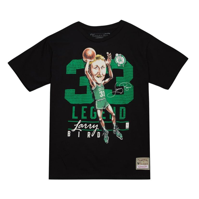 NBA Larry Bird Boston Celtics Hardwood Classics Caricature T-Shirt