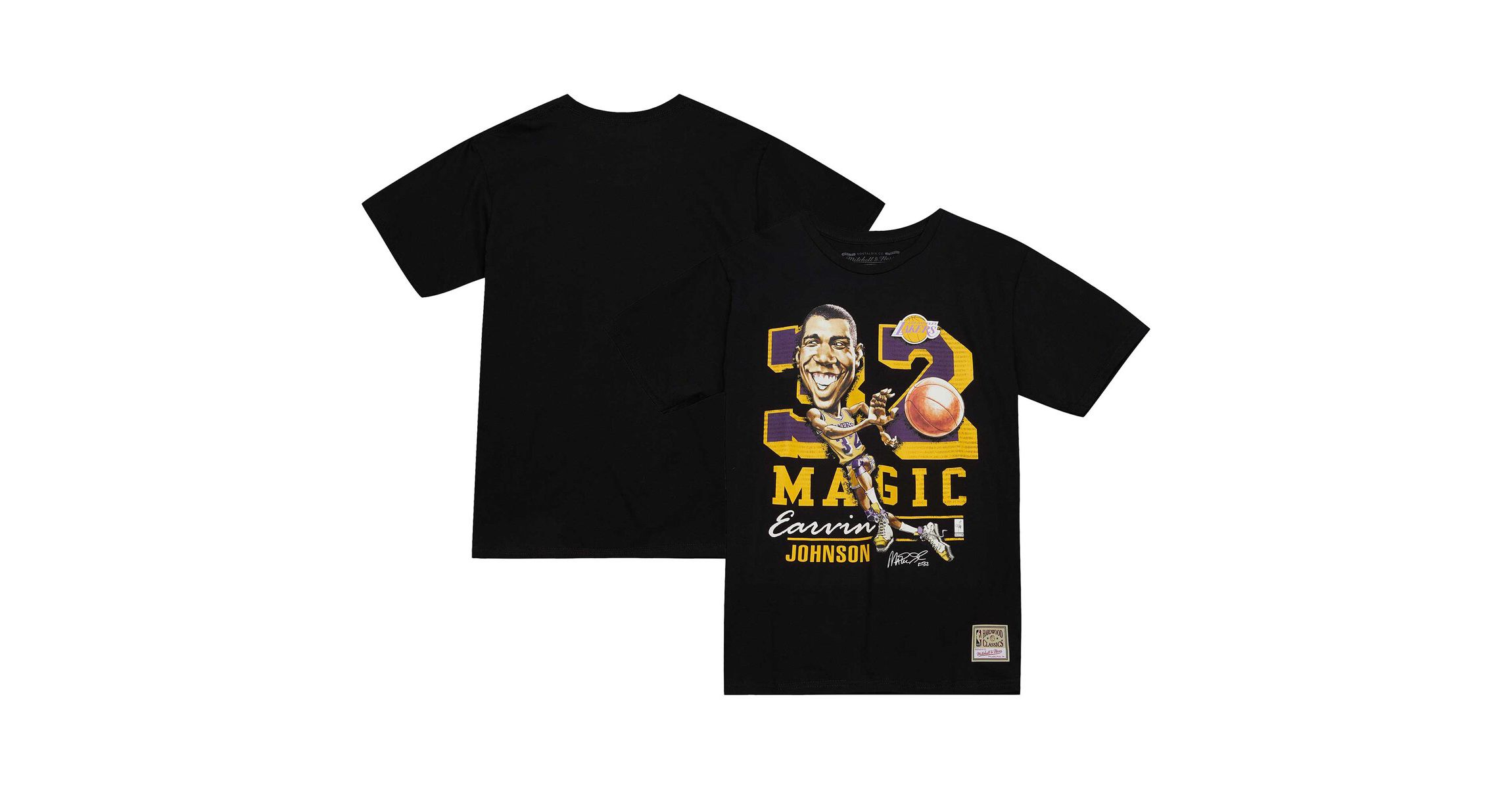 NBA Magic Johnson Los Angeles Lakers Hardwood Classics Caricature T-Shirt