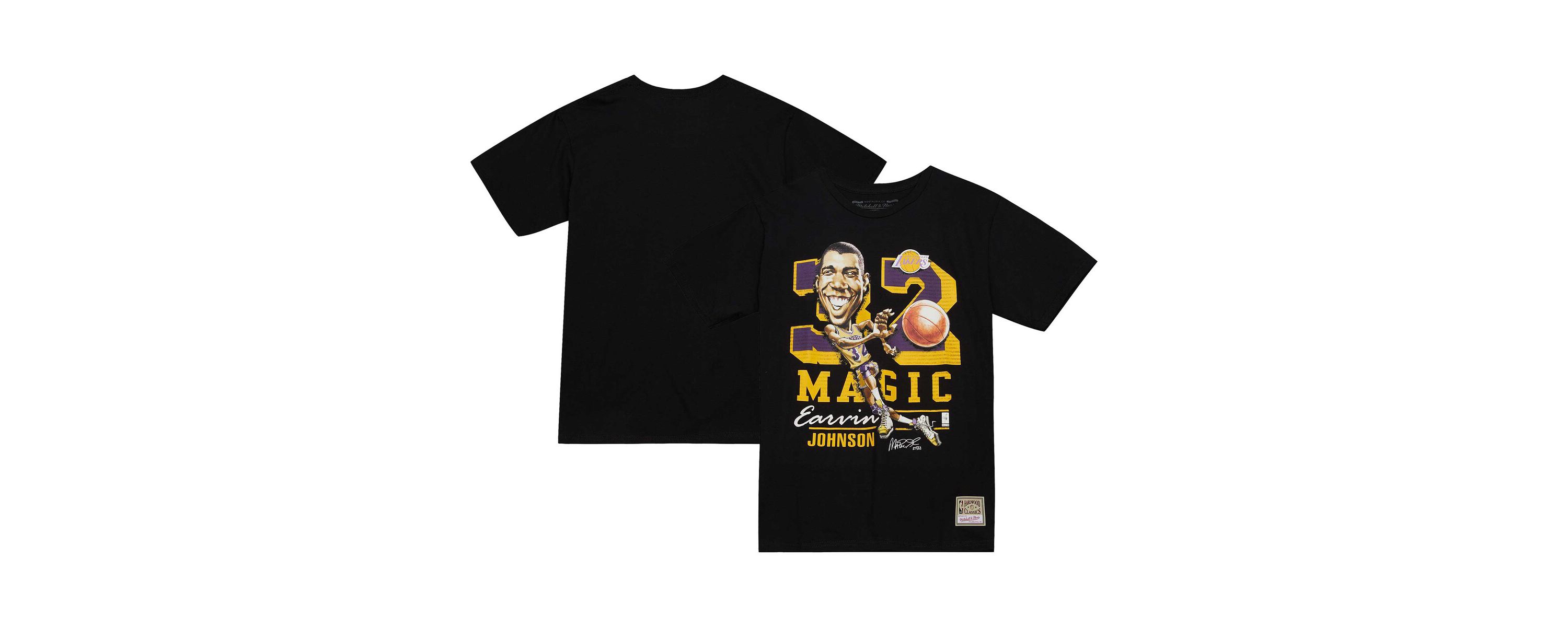 NBA Magic Johnson Los Angeles Lakers Hardwood Classics Caricature T-Shirt