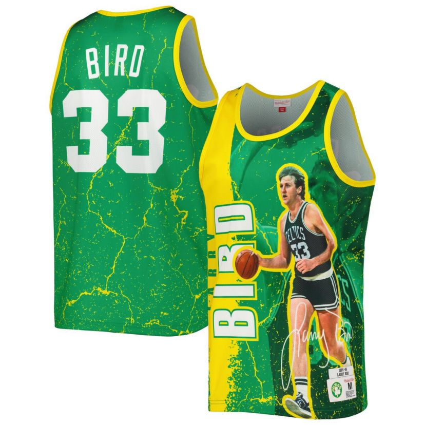 NBA Larry Bird Kelly Boston Celtics 1985-86 Hardwood Classics Player Burst Tank Top