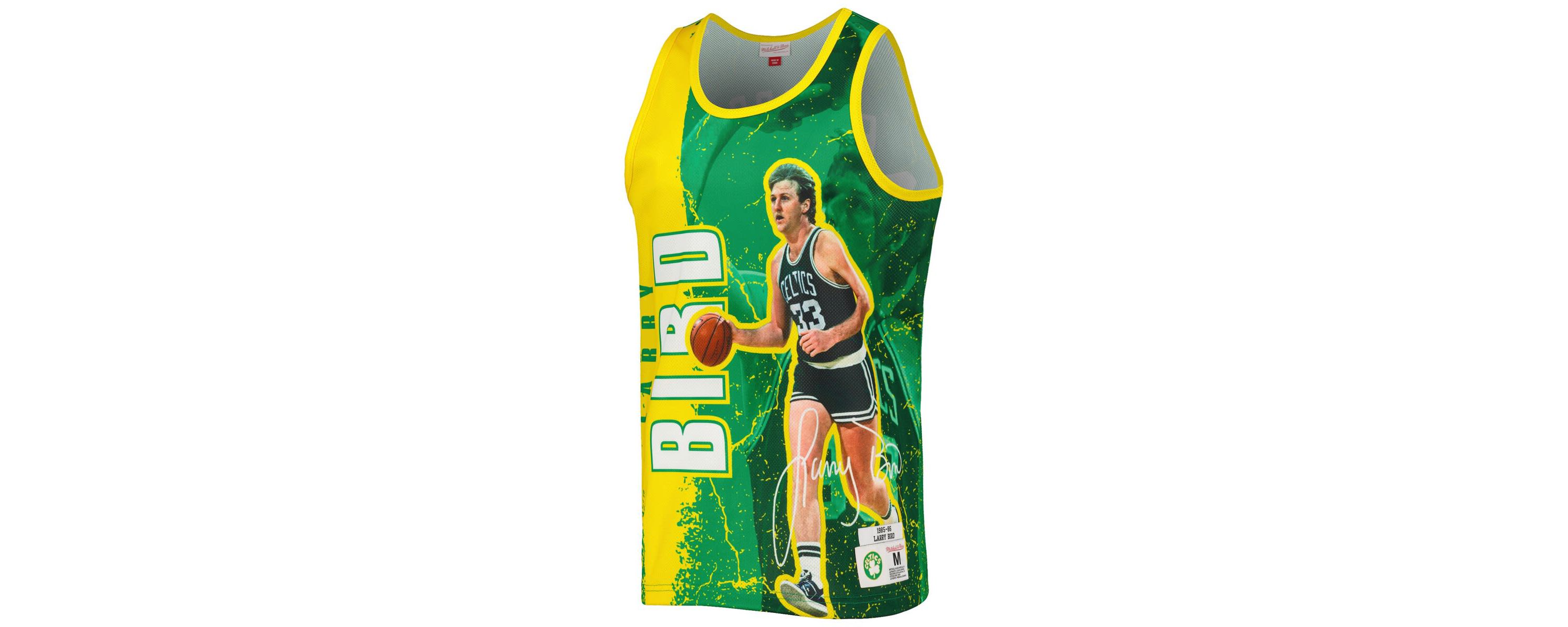 NBA Larry Bird Kelly Boston Celtics 1985-86 Hardwood Classics Player Burst Tank Top