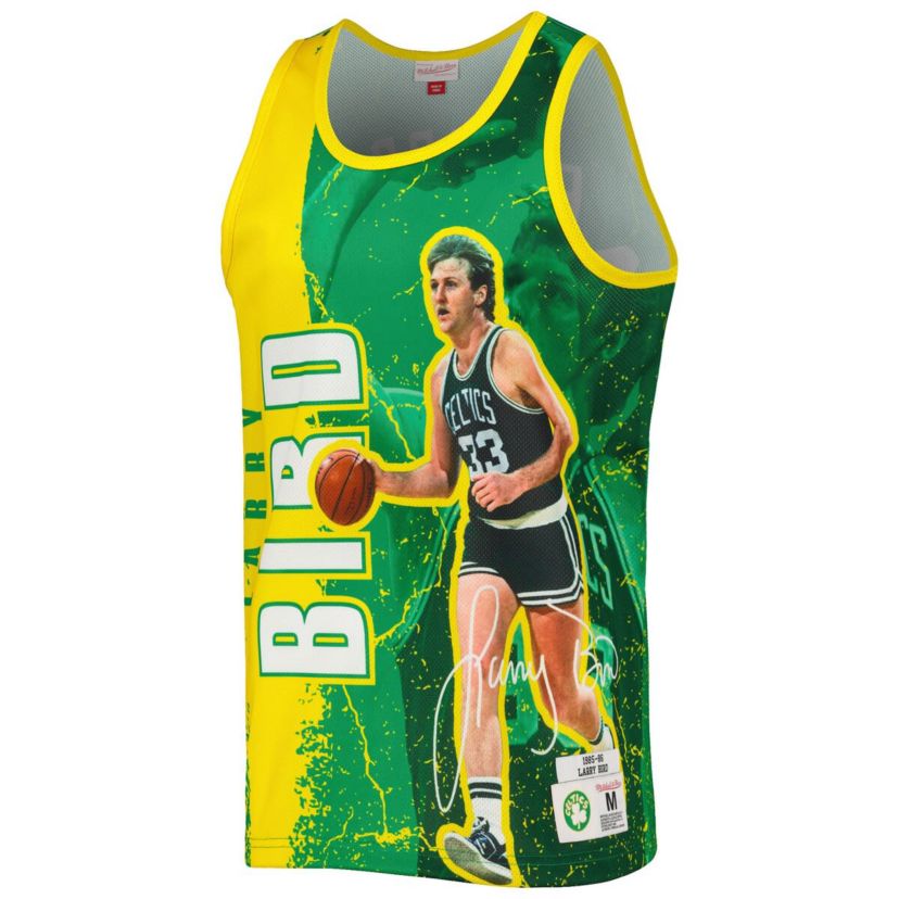 NBA Larry Bird Kelly Boston Celtics 1985-86 Hardwood Classics Player Burst Tank Top
