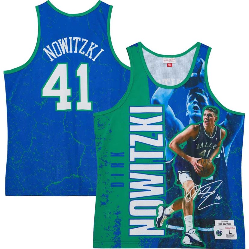 NBA Dirk Nowitzki Dallas Mavericks Hardwood Classics Player Burst Tank Top