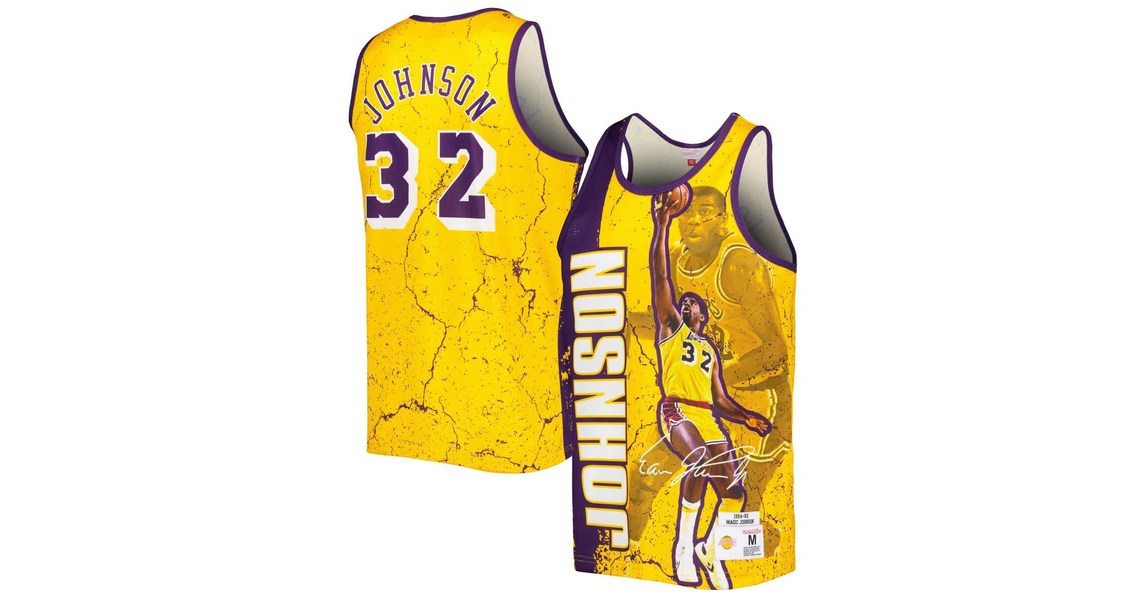 NBA Magic Johnson Los Angeles Lakers 1984-85 Hardwood Classics Player Burst Tank Top