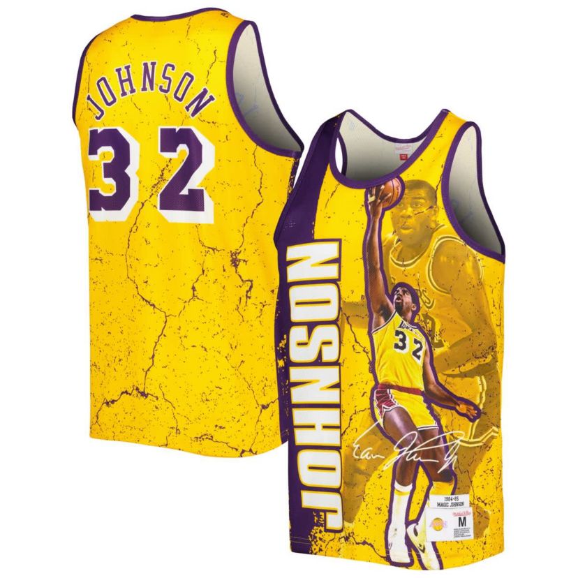 NBA Magic Johnson Los Angeles Lakers 1984-85 Hardwood Classics Player Burst Tank Top