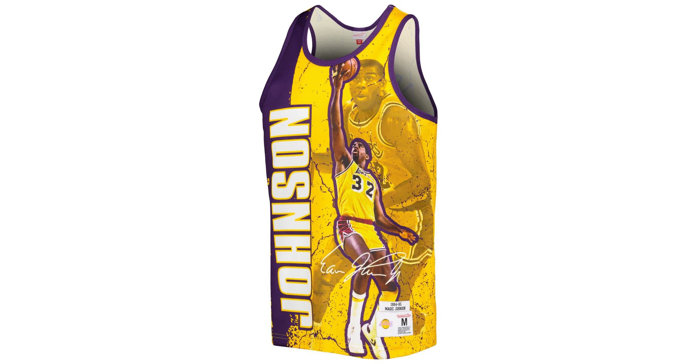 NBA Magic Johnson Los Angeles Lakers 1984-85 Hardwood Classics Player Burst Tank Top