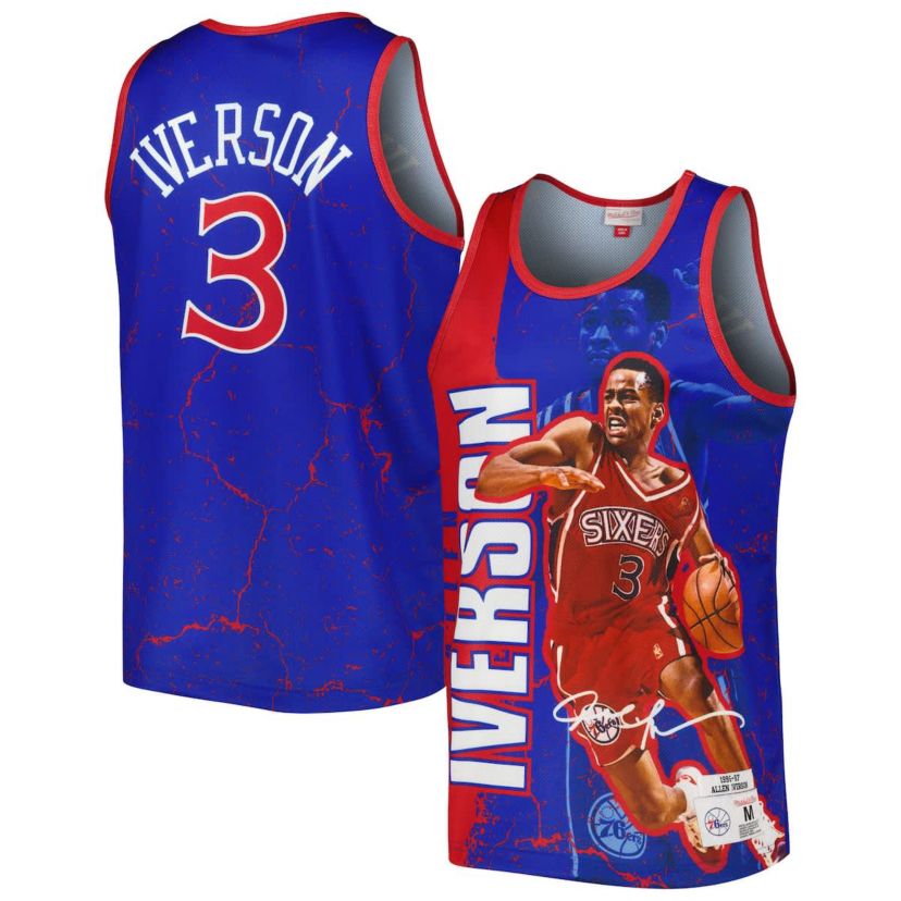 NBA Allen Iverson Philadelphia 76ers 1996-97 Hardwood Classics Player Burst Tank Top