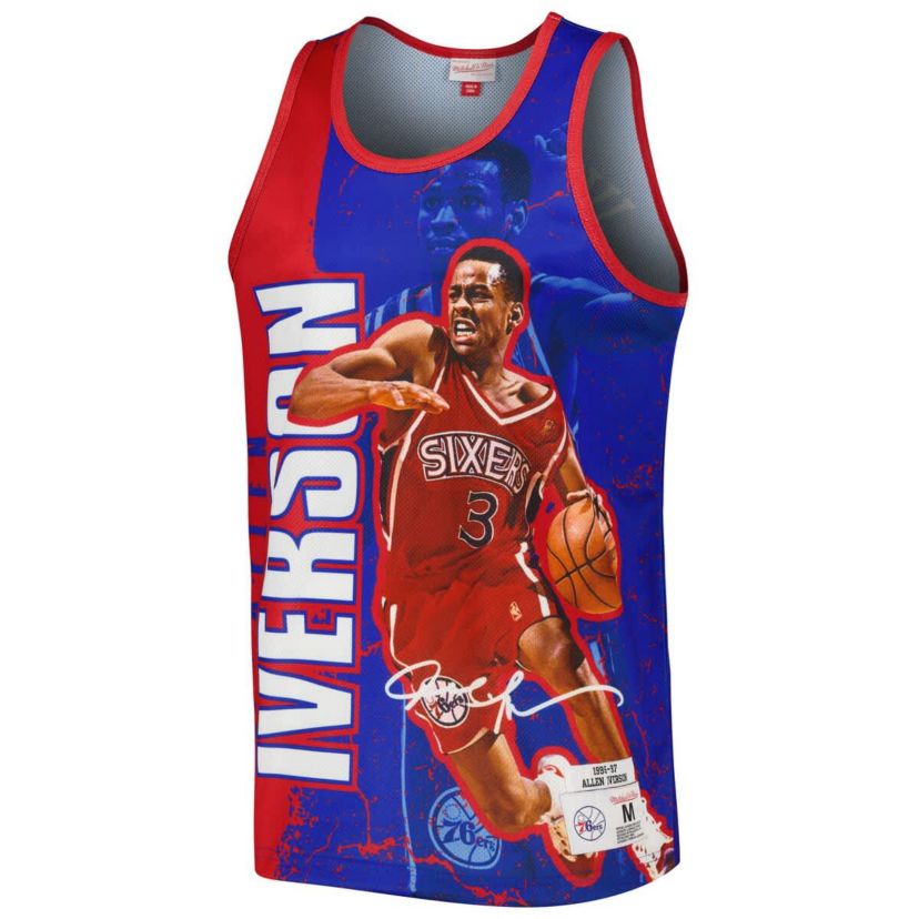NBA Allen Iverson Philadelphia 76ers 1996-97 Hardwood Classics Player Burst Tank Top