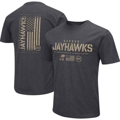 Colosseum Men's NCAA Kansas Jayhawks Big & Tall OHT Military Appreciation Playbook T-Shirt, Black, 4XL Big