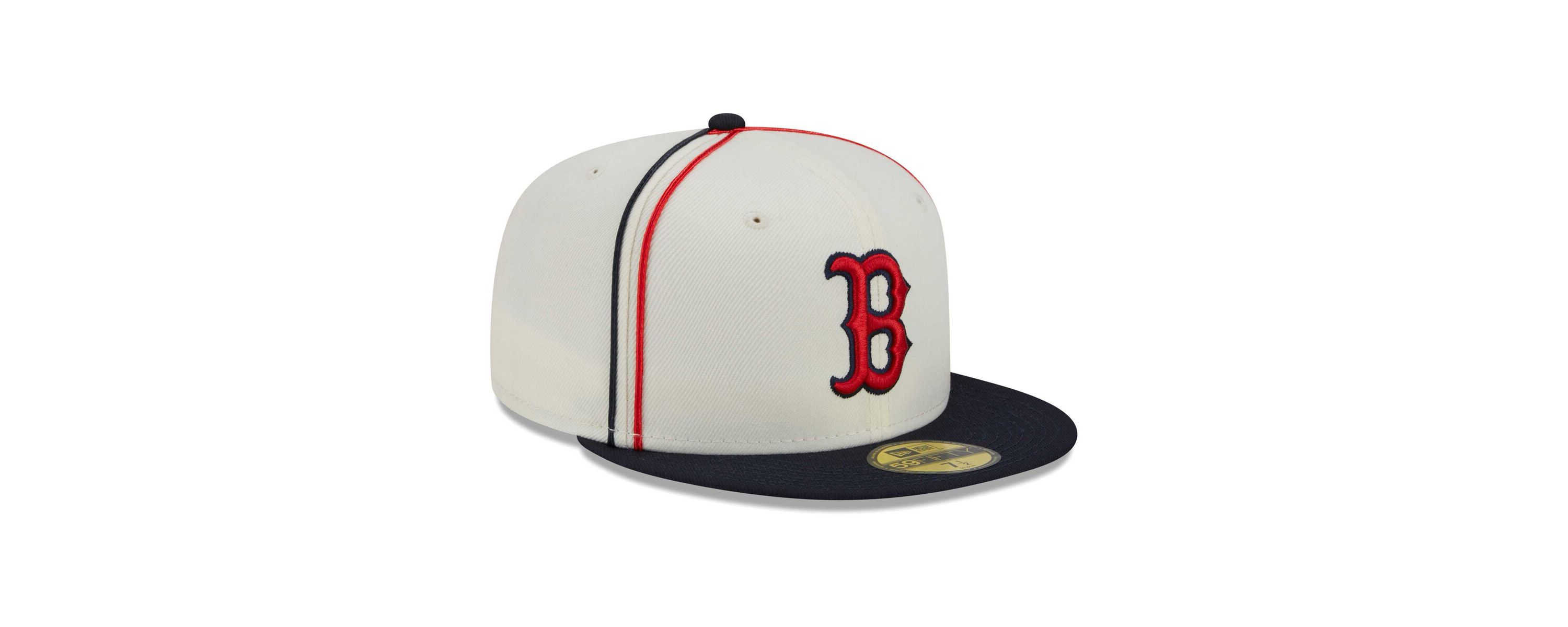 Boston Red Sox MLB Cream/Navy Boston Sox Chrome Sutash 59FIFTY Fitted Hat