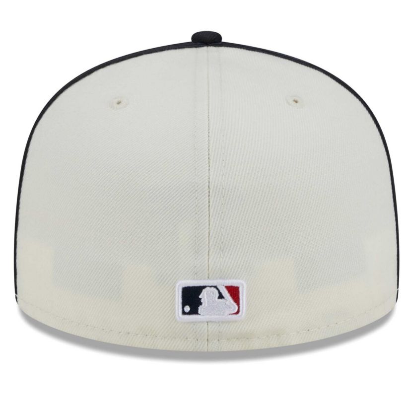 Boston Red Sox MLB Cream/Navy Boston Sox Chrome Sutash 59FIFTY Fitted Hat