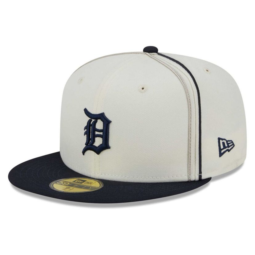 MLB Cream/Navy Detroit Tigers Chrome Sutash 59FIFTY Fitted Hat