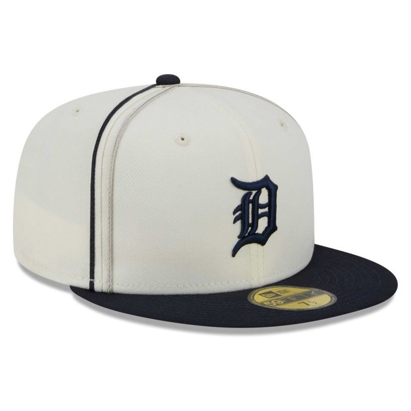 MLB Cream/Navy Detroit Tigers Chrome Sutash 59FIFTY Fitted Hat