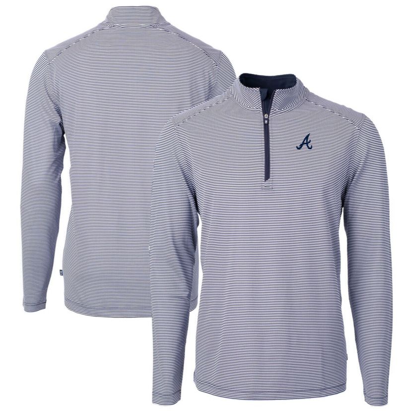 MLB Atlanta Braves Virtue Eco Pique Micro Stripe Recycled Quarter-Zip Pullover Top