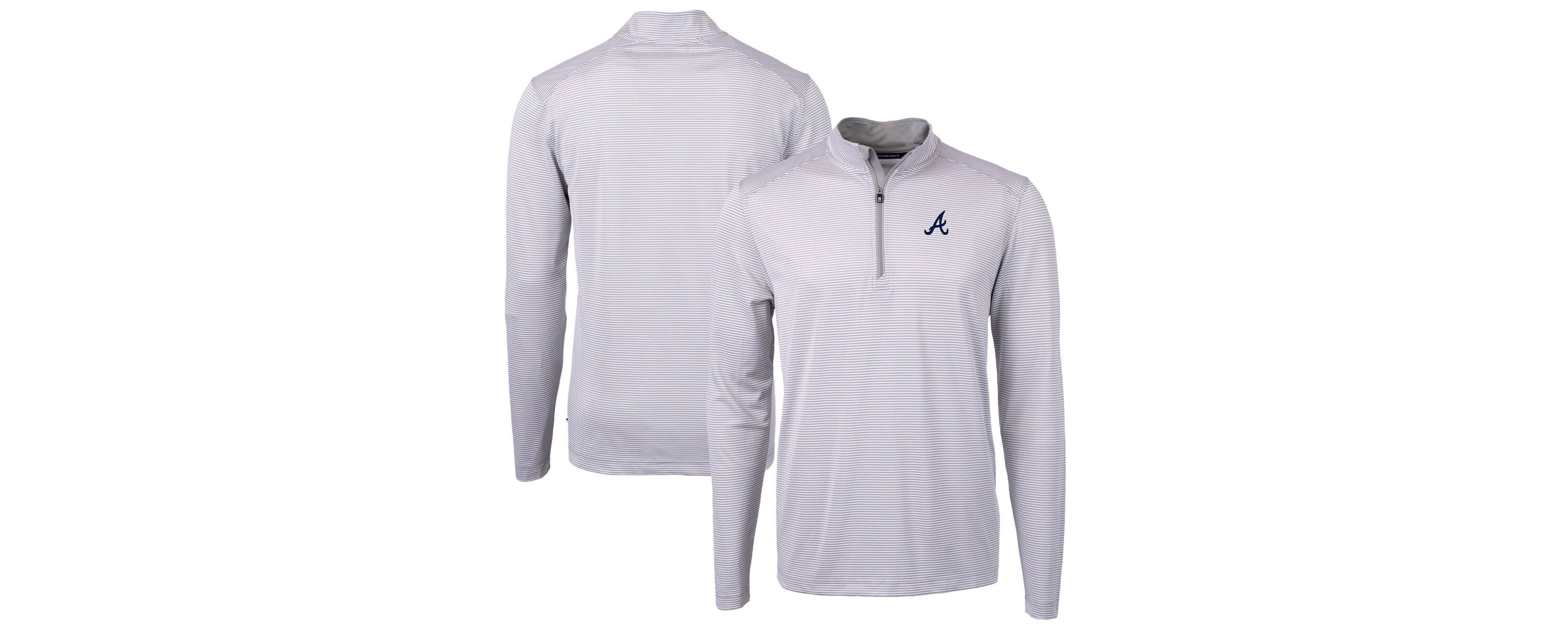 MLB Atlanta Braves Virtue Eco Pique Micro Stripe Recycled Quarter-Zip Pullover Top