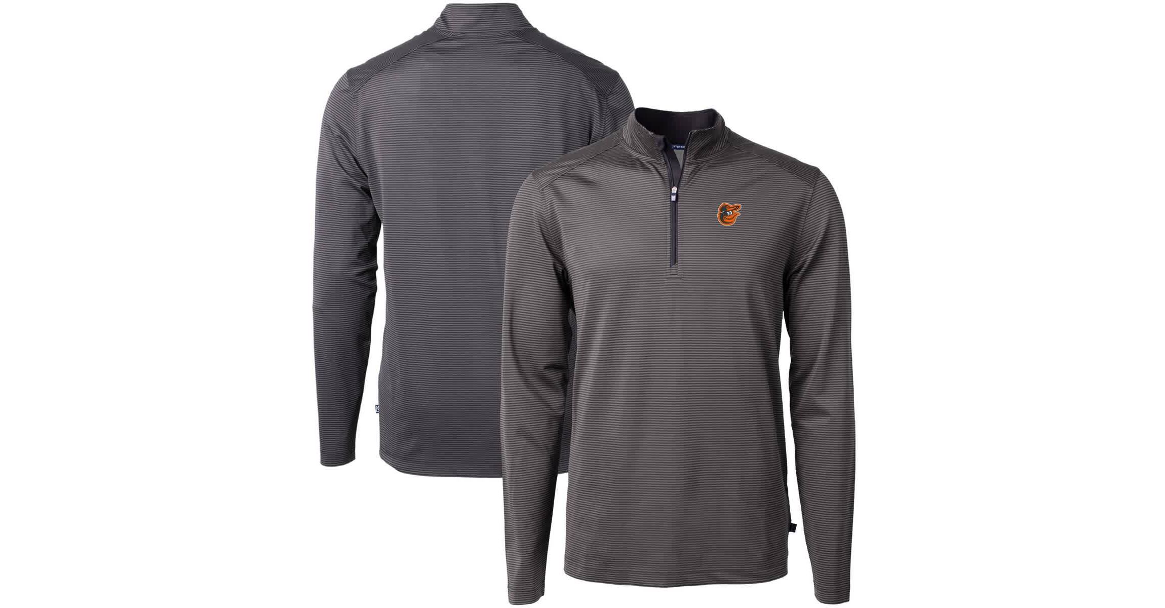 MLB Baltimore Orioles Virtue Eco Pique Micro Stripe Recycled Quarter-Zip Pullover Top