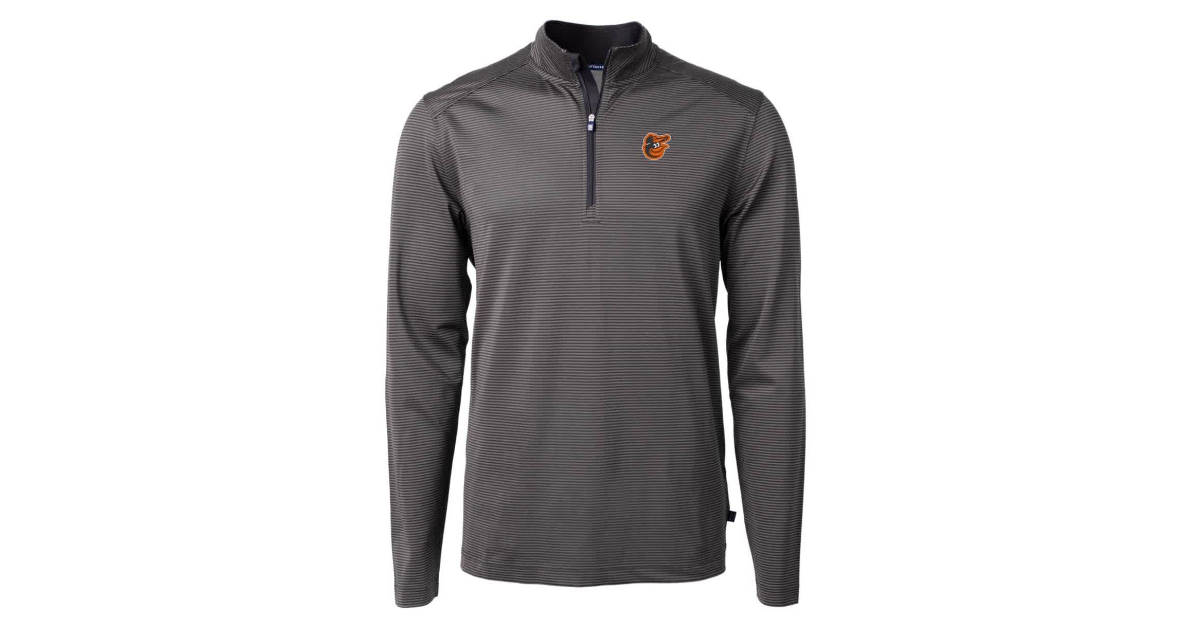 MLB Baltimore Orioles Virtue Eco Pique Micro Stripe Recycled Quarter-Zip Pullover Top
