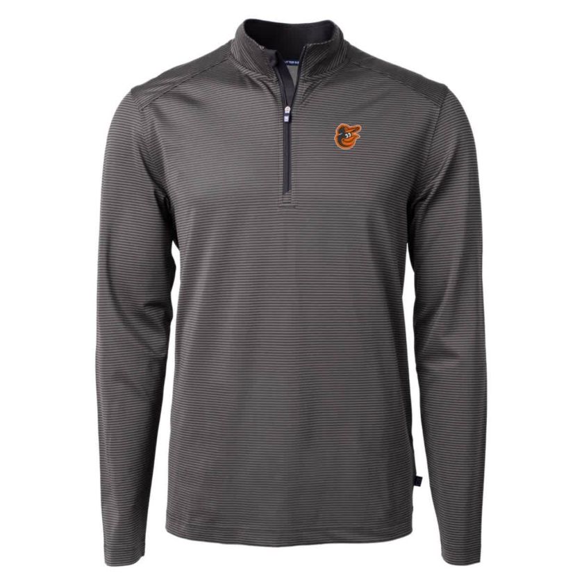 MLB Baltimore Orioles Virtue Eco Pique Micro Stripe Recycled Quarter-Zip Pullover Top