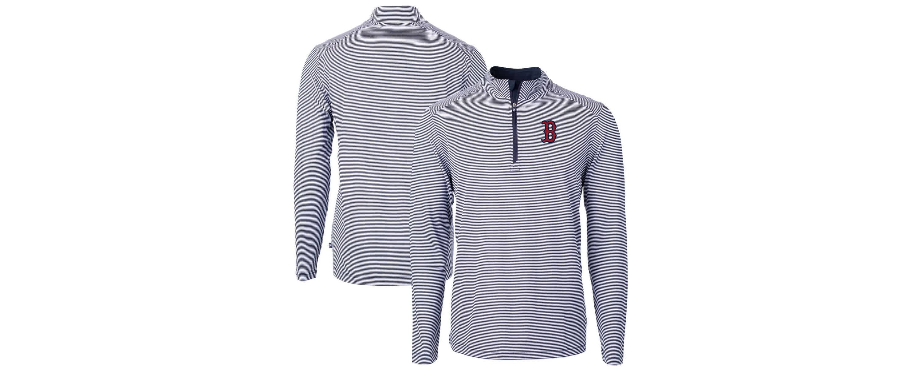 Boston Red Sox MLB Boston Sox Virtue Eco Pique Micro Stripe Recycled Quarter-Zip Pullover Top