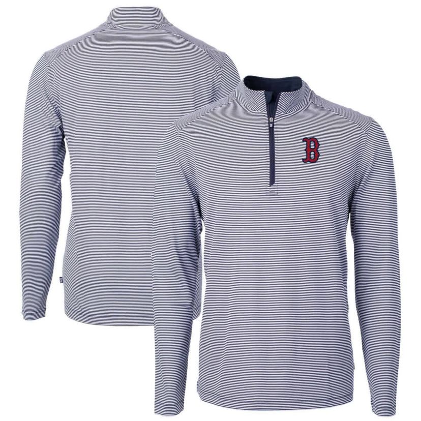 Boston Red Sox MLB Boston Sox Virtue Eco Pique Micro Stripe Recycled Quarter-Zip Pullover Top