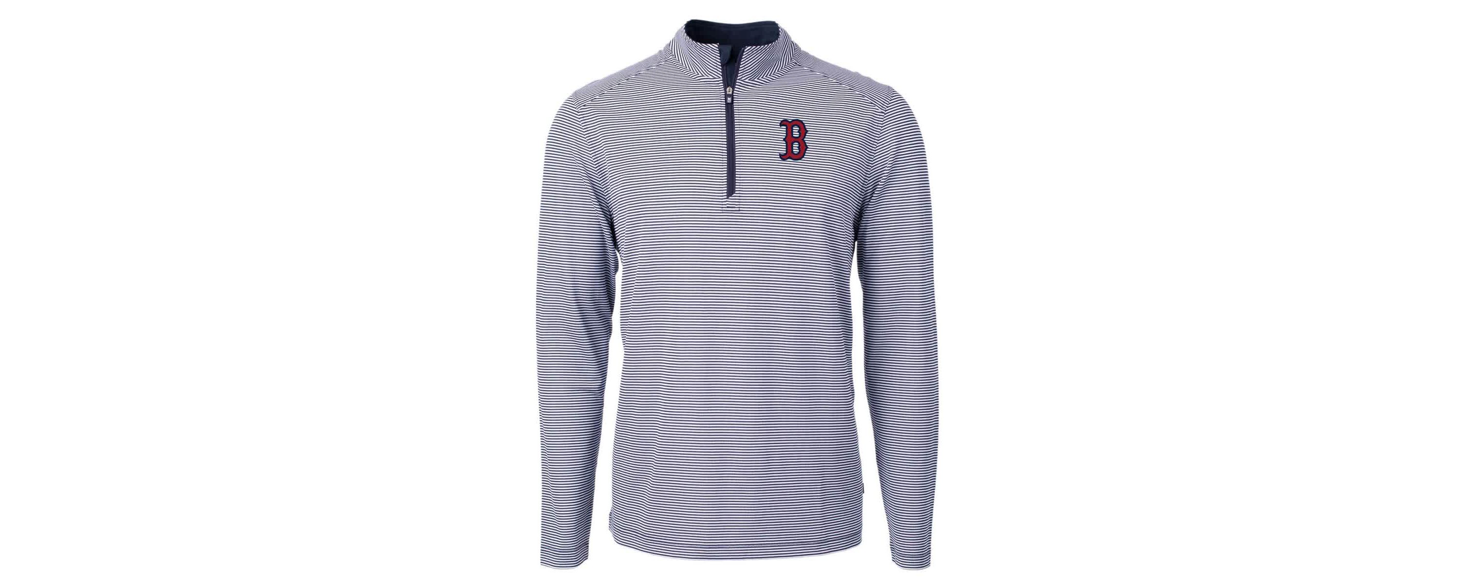 Boston Red Sox MLB Boston Sox Virtue Eco Pique Micro Stripe Recycled Quarter-Zip Pullover Top