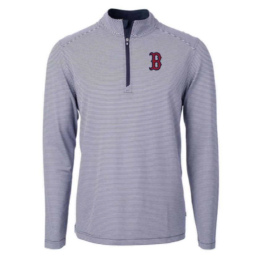Boston Red Sox MLB Boston Sox Virtue Eco Pique Micro Stripe Recycled Quarter-Zip Pullover Top