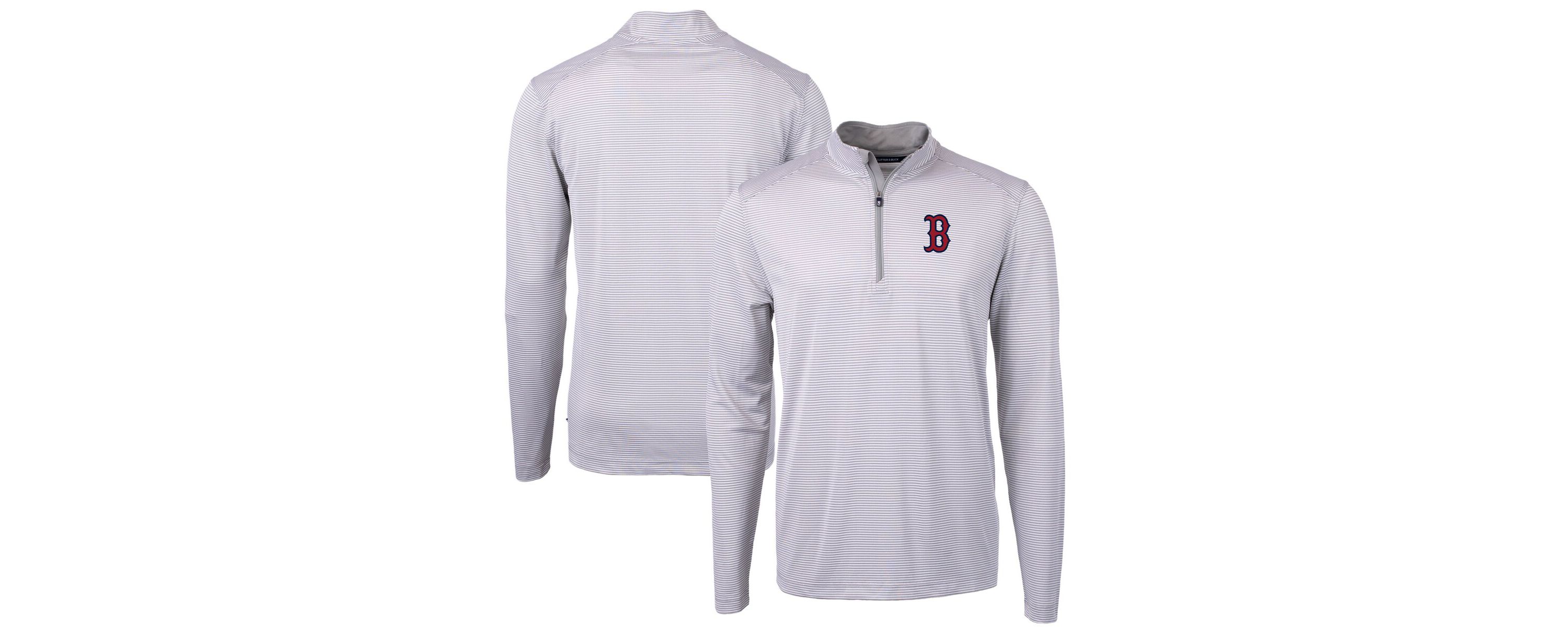 Boston Red Sox MLB Boston Sox Virtue Eco Pique Micro Stripe Recycled Quarter-Zip Pullover Top