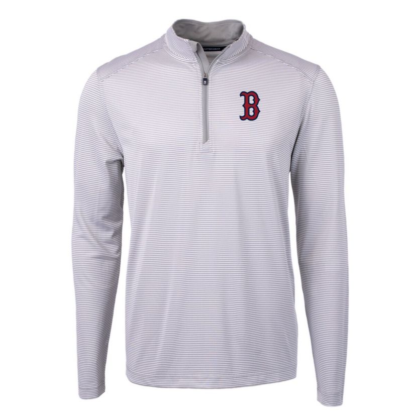Boston Red Sox MLB Boston Sox Virtue Eco Pique Micro Stripe Recycled Quarter-Zip Pullover Top