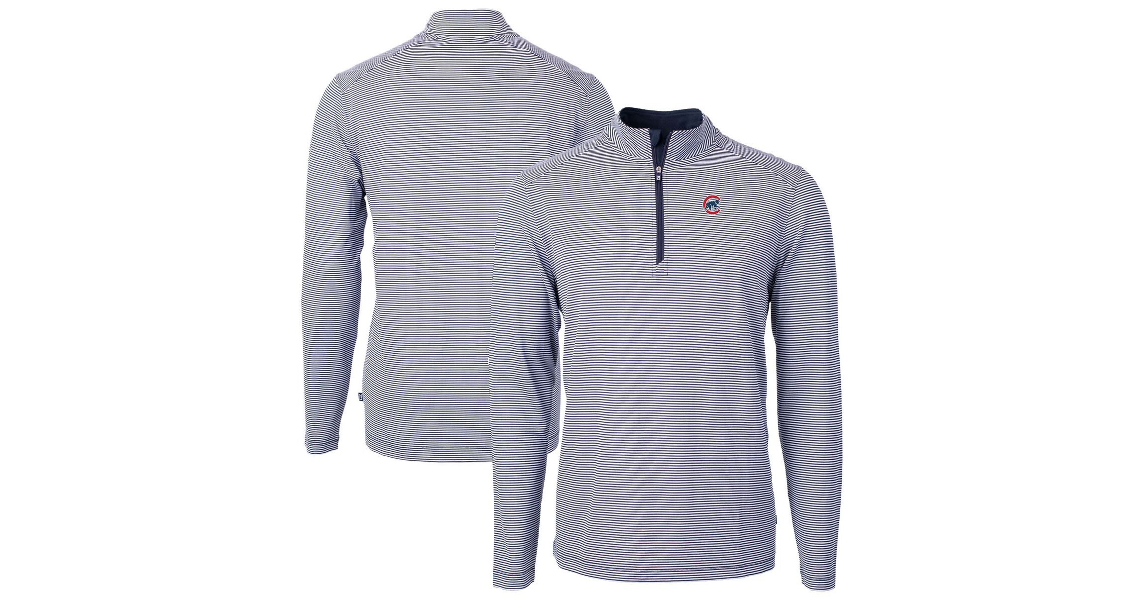 MLB Chicago Cubs Virtue Eco Pique Micro Stripe Recycled Quarter-Zip Pullover Top